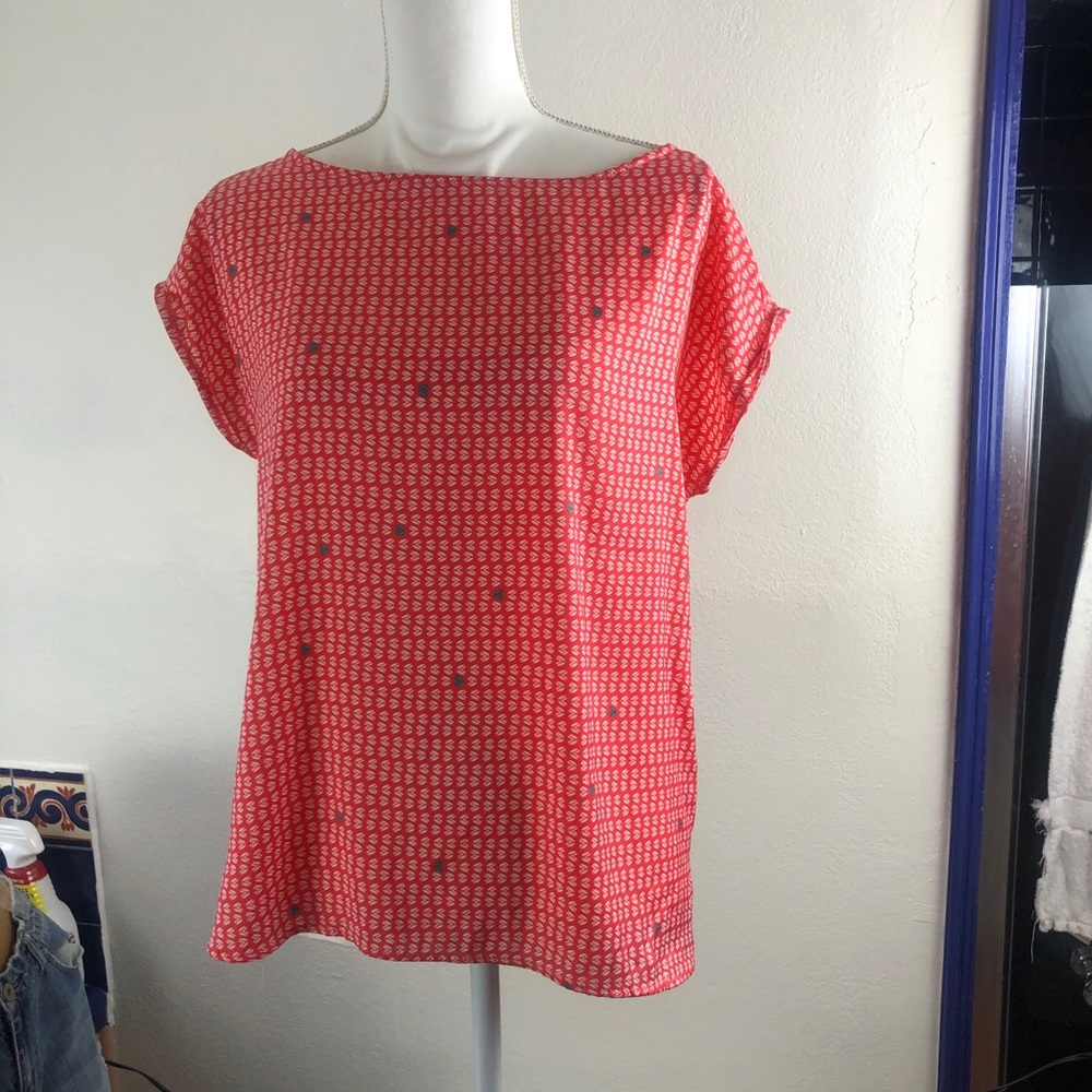 Mango xtra small Top Orange Pattern Blouse